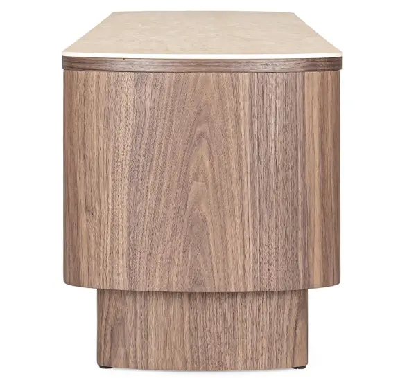 Mesa de televisión curvo nogal y porcelánico Kezel