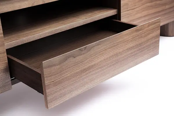 Mesa de televisión curvo nogal y porcelánico Kezel