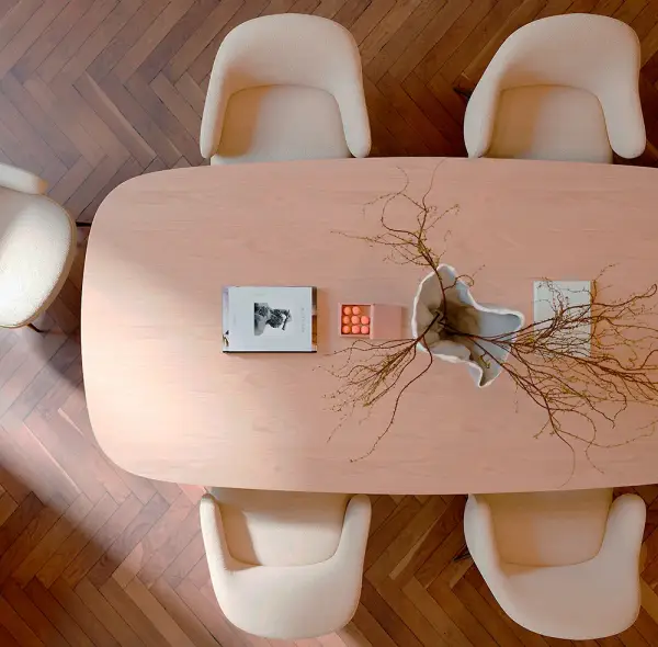 Mesa de comedor esquinas redondeadas roble Root