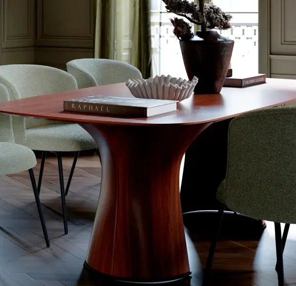 Mesa de comedor esquinas redondeadas nogal Root