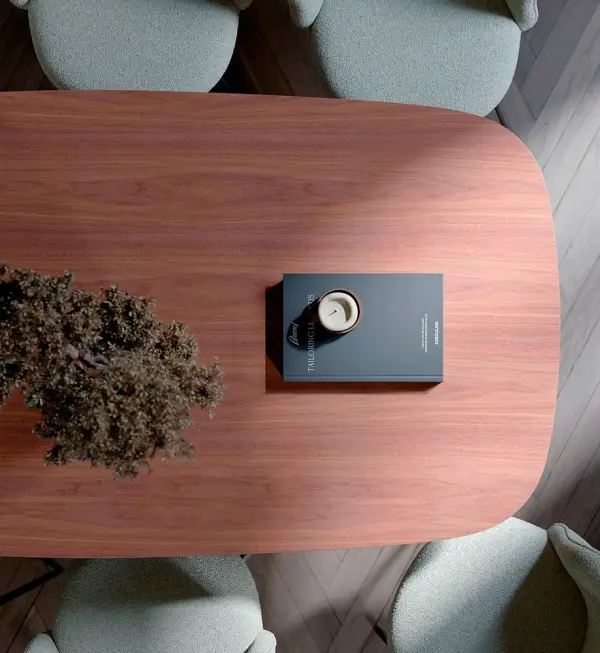 Mesa de comedor esquinas redondeadas nogal Root