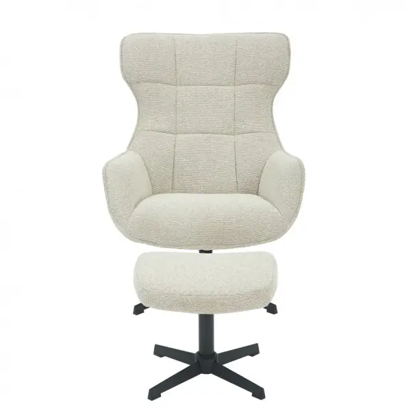 Butaca relax giratoria tapizada con puff Oslo beige