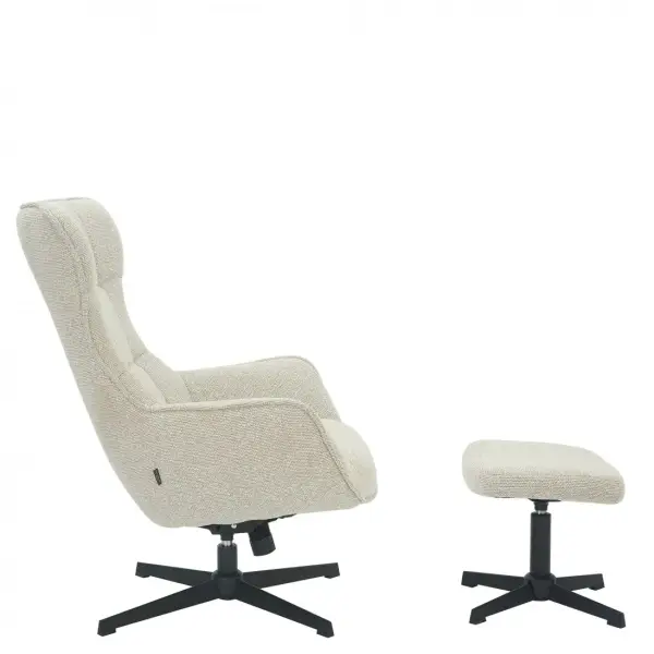 Butaca relax giratoria tapizada con puff Oslo beige