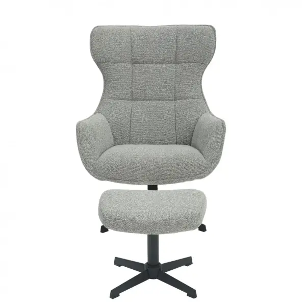 Butaca relax giratoria tapizada con puff Oslo gris