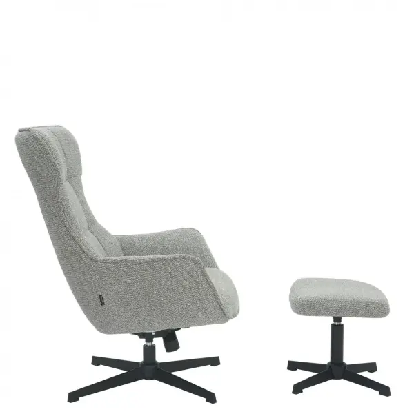 Butaca relax giratoria tapizada con puff Oslo gris