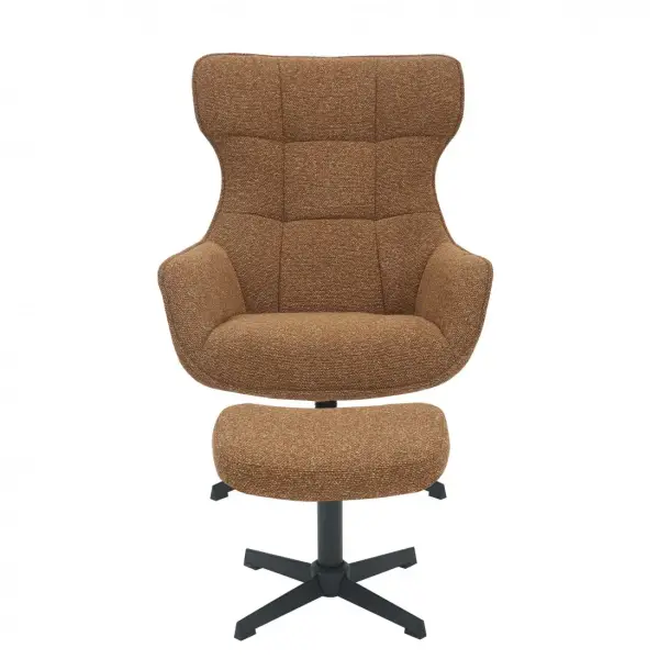 Butaca relax giratoria tapizada con puff Oslo naranja