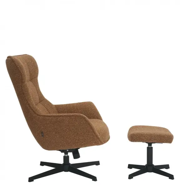 Butaca relax giratoria tapizada con puff Oslo naranja
