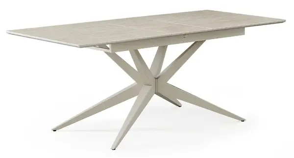 Mesa de comedor extensible crema y porcelánico Keira
