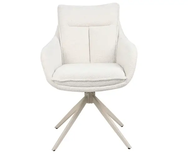 Sillón giratorio beige y metal crema Gaia