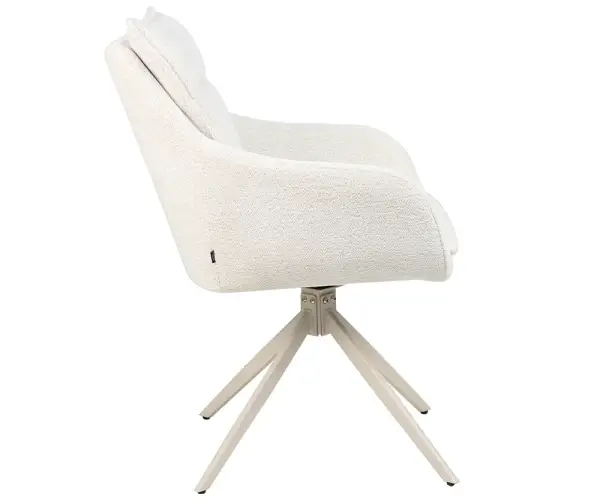 Sillón giratorio beige y metal crema Gaia