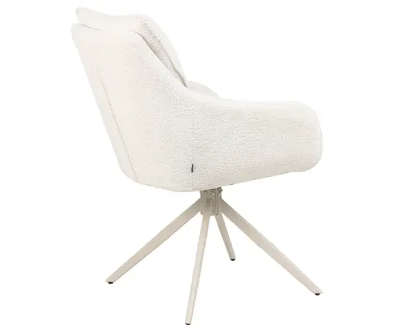 Sillón giratorio beige y metal crema Gaia