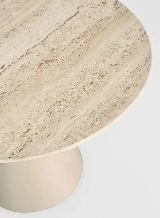 Set 2 mesas auxiliares efecto travertino y acero Hardy