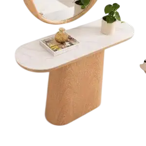 Consola 120 cm. Roble y porcelánico blanco