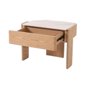 Mesa de noche Gio roble y porcelánico blanco