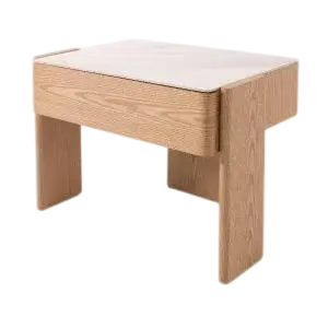 Mesa de noche Gio roble y porcelánico blanco