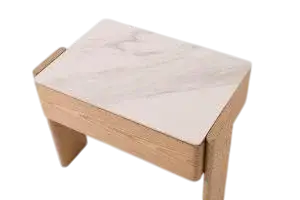 Mesa de noche Gio roble y porcelánico blanco