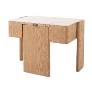 Mesa de noche Gio roble y porcelánico blanco