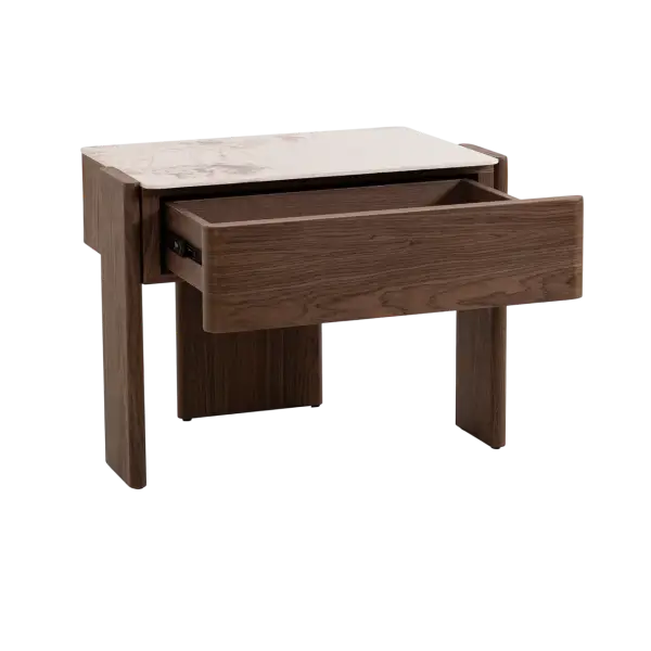 Mesa de noche Giovanni nogal y porcelánico