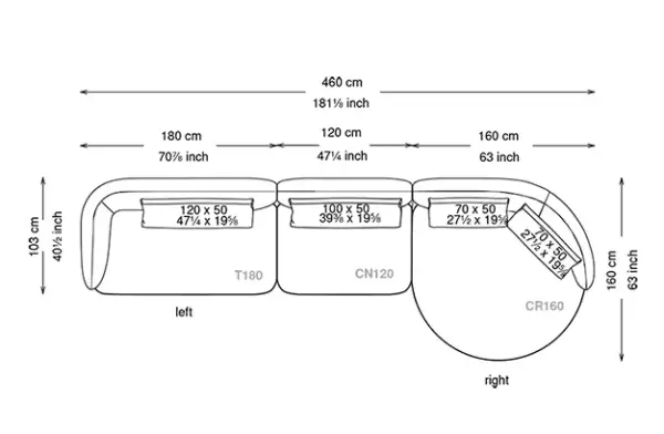 Sofá con chaise longue redondo Craig Cattelan