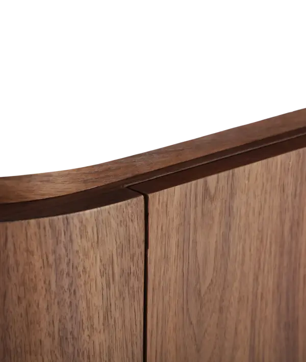 Mueble tv curvo en nogal y tapa mármol sintético Dune