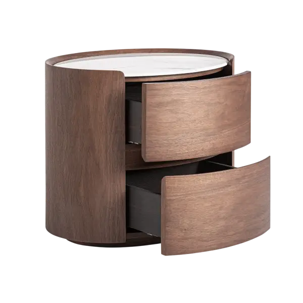 Mesa de noche oval roble color nogal Stuetta