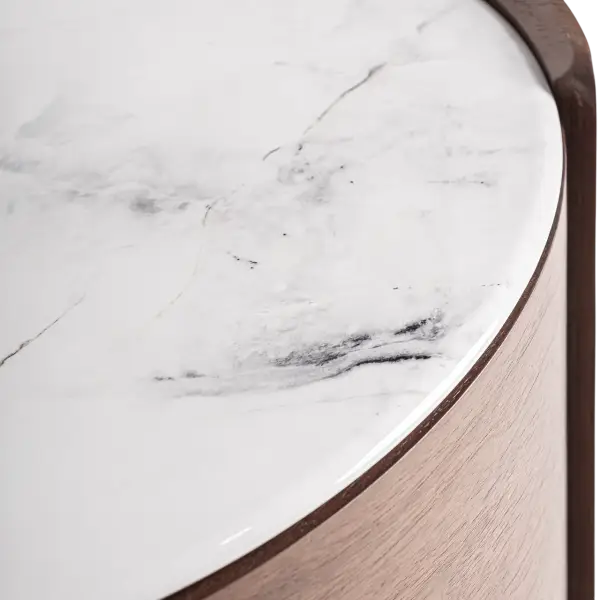 Mesa de noche oval roble color nogal Stuetta