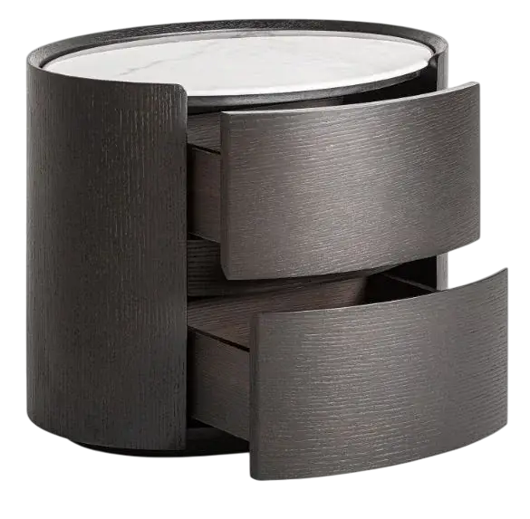 Mesa de noche roble negro oval Zofingen