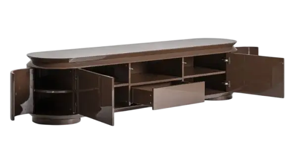 Mueble tv marrón brillante Trubia cantos redondeados