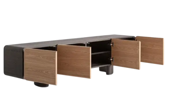 Mueble tv Laneo en roble bicolor curvado