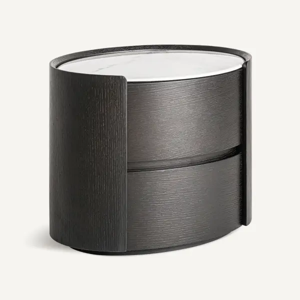 Mesa de noche roble negro oval Zofingen