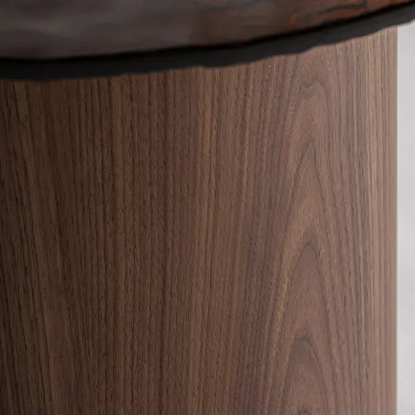 Mesa auxiliar redonda vidrio y nogal Giswil