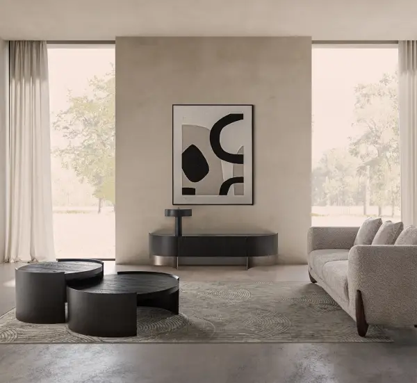 Mueble tv Neuvic roble oscuro y acero dorado