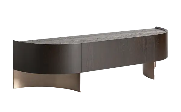 Mueble tv Neuvic roble oscuro y acero dorado