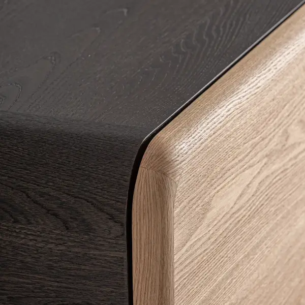 Mueble tv Laneo en roble bicolor curvado