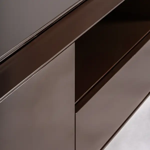 Mueble tv marrón brillante Trubia cantos redondeados