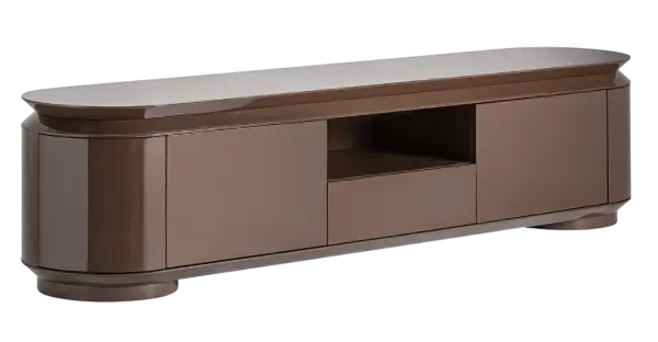 Mueble tv marrón brillante Trubia cantos redondeados