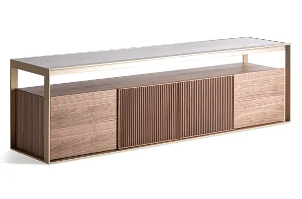 Mueble tv Aisby fresno metal y cristal