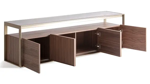 Mueble tv Aisby fresno metal y cristal