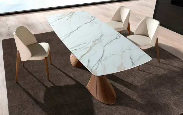 Mesa de comedor nogal y porcelánico Zenia