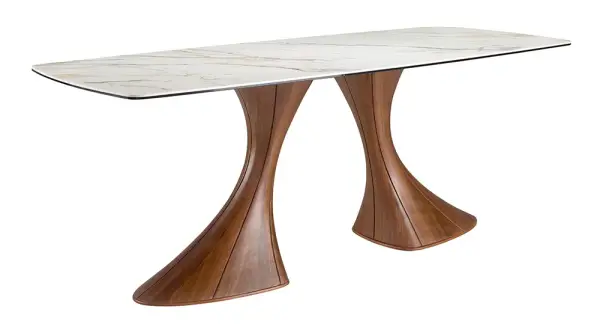 Mesa de comedor nogal y porcelánico Zenia