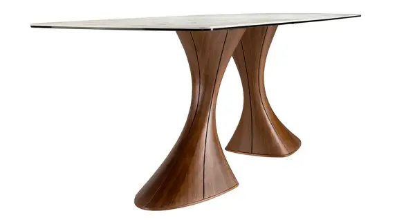 Mesa de comedor nogal y porcelánico Zenia