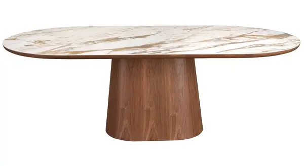 Mesa de comedor nogal y porcelánico Essenza