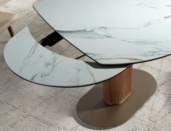 Mesa de comedor extensible nogal y porcelánico Nolvena