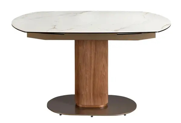 Mesa de comedor extensible nogal y porcelánico Nolvena