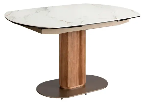 Mesa de comedor extensible nogal y porcelánico Nolvena