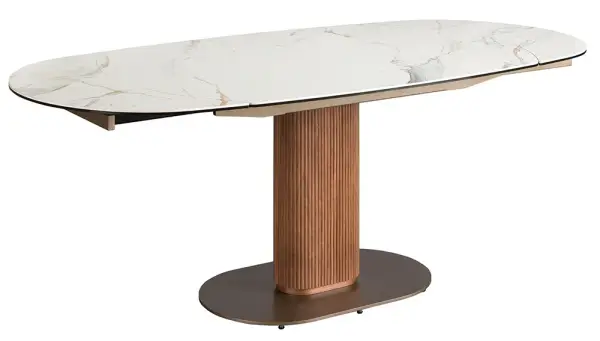 Mesa de comedor extensible nogal y porcelánico Nolvena