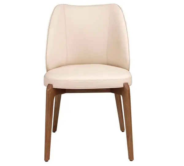 Silla nogal y polipiel crema Valisse