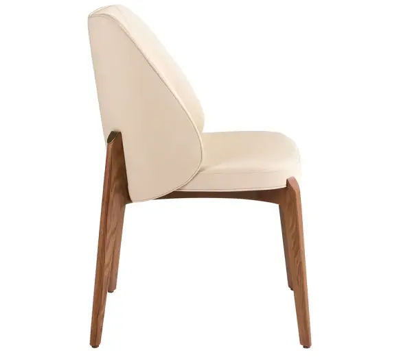 Silla nogal y polipiel crema Valisse