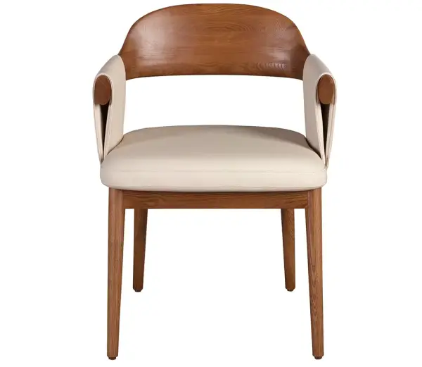 Sillón nogal y polipiel crema Olvena