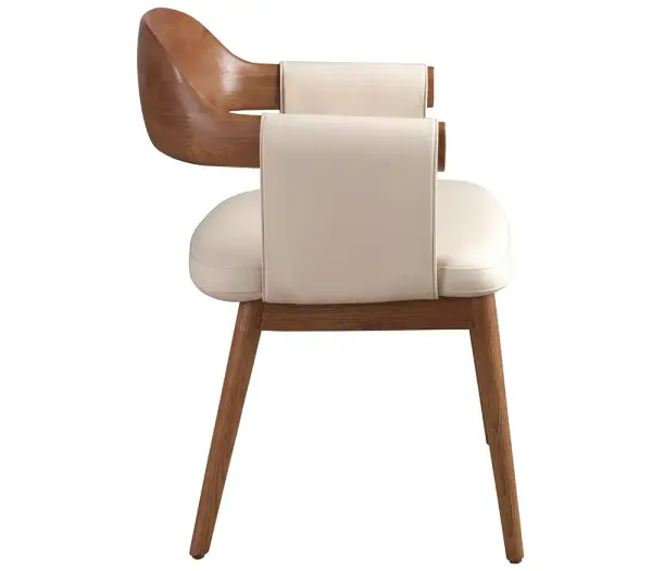 Sillón nogal y polipiel crema Olvena